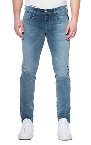 Replay Herren Jeans Anbass Slim-Fit Hyperflex mit Stretch, Medium Blue 009-1 (Blau), 38W / 32 im Sale